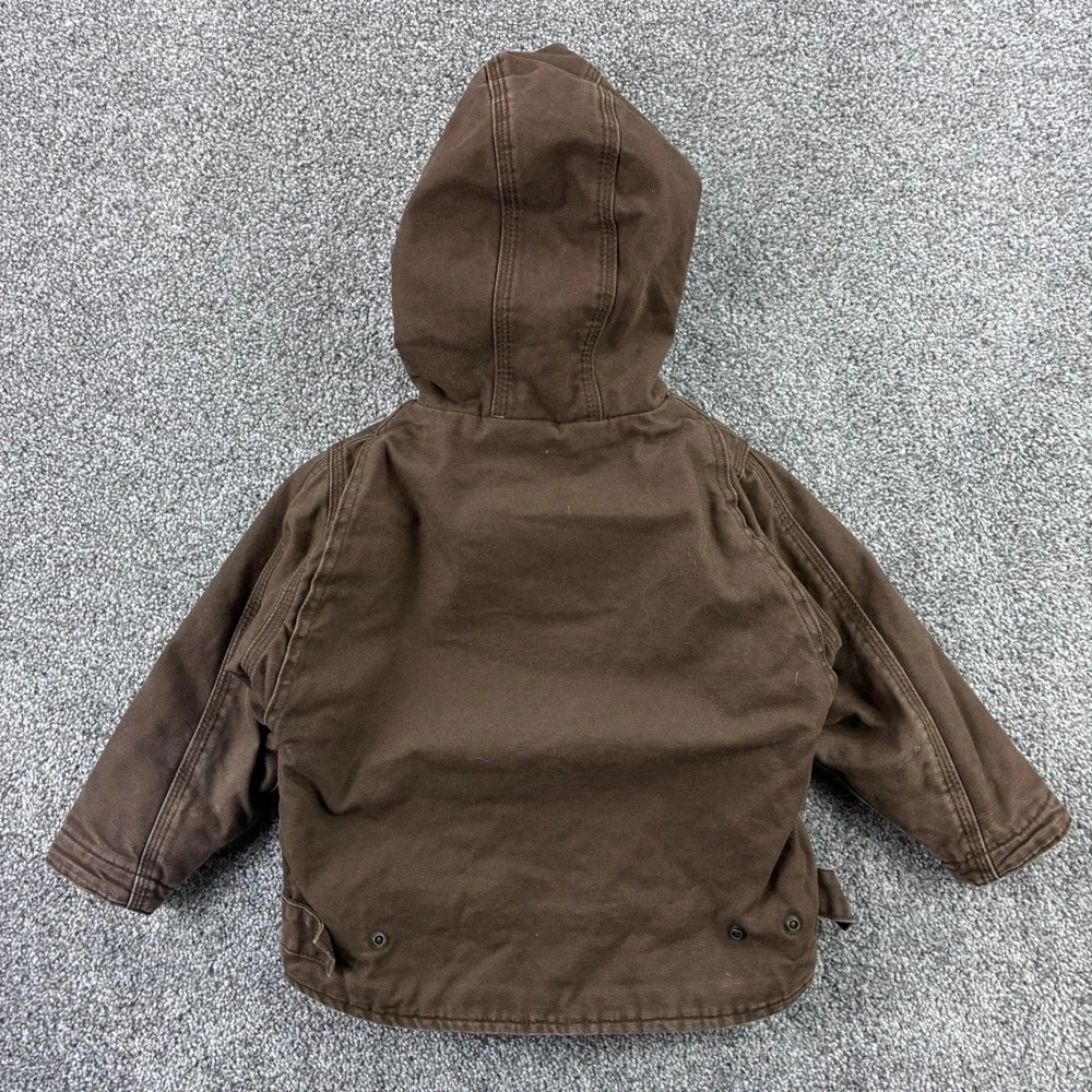 Blue Mountain Hooded Jacket Kids Toddler 4t Brown Heavy Canvas Zip Insulated